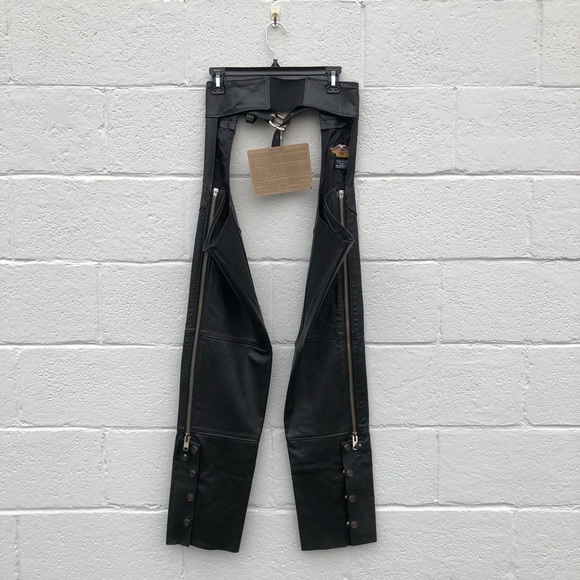 Harley Davidson New with Tags Black Leather Chaps size XS - Picture 14 of 15